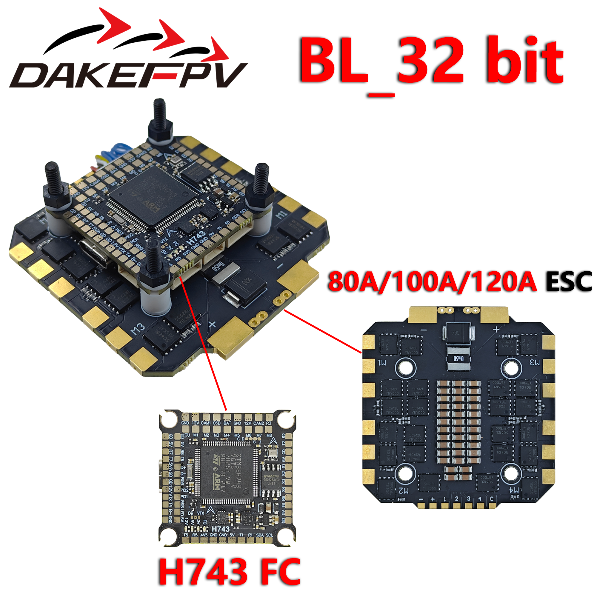 Fpv Drone Flight Controller - DAKEFPV H743 80A/100A/120A 32-Bit ESC H743