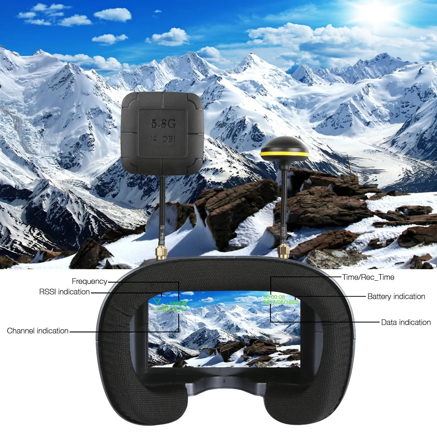 5,8G 40CH 4,3 Zoll 800*480 Vid – Fpv Drone Goggles Bewertung und Preis