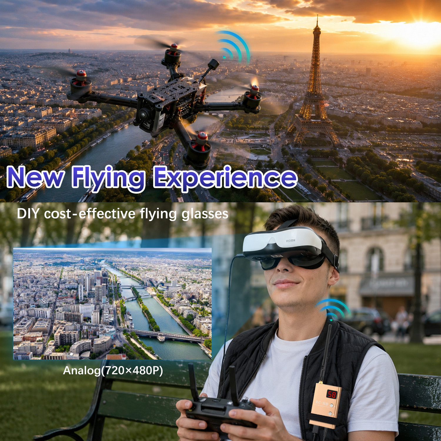 FPV-Brille, Kopfmontiertes Dis – Fpv Drone Goggles Bewertung und Preis